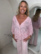 Romance lace blouse in blush