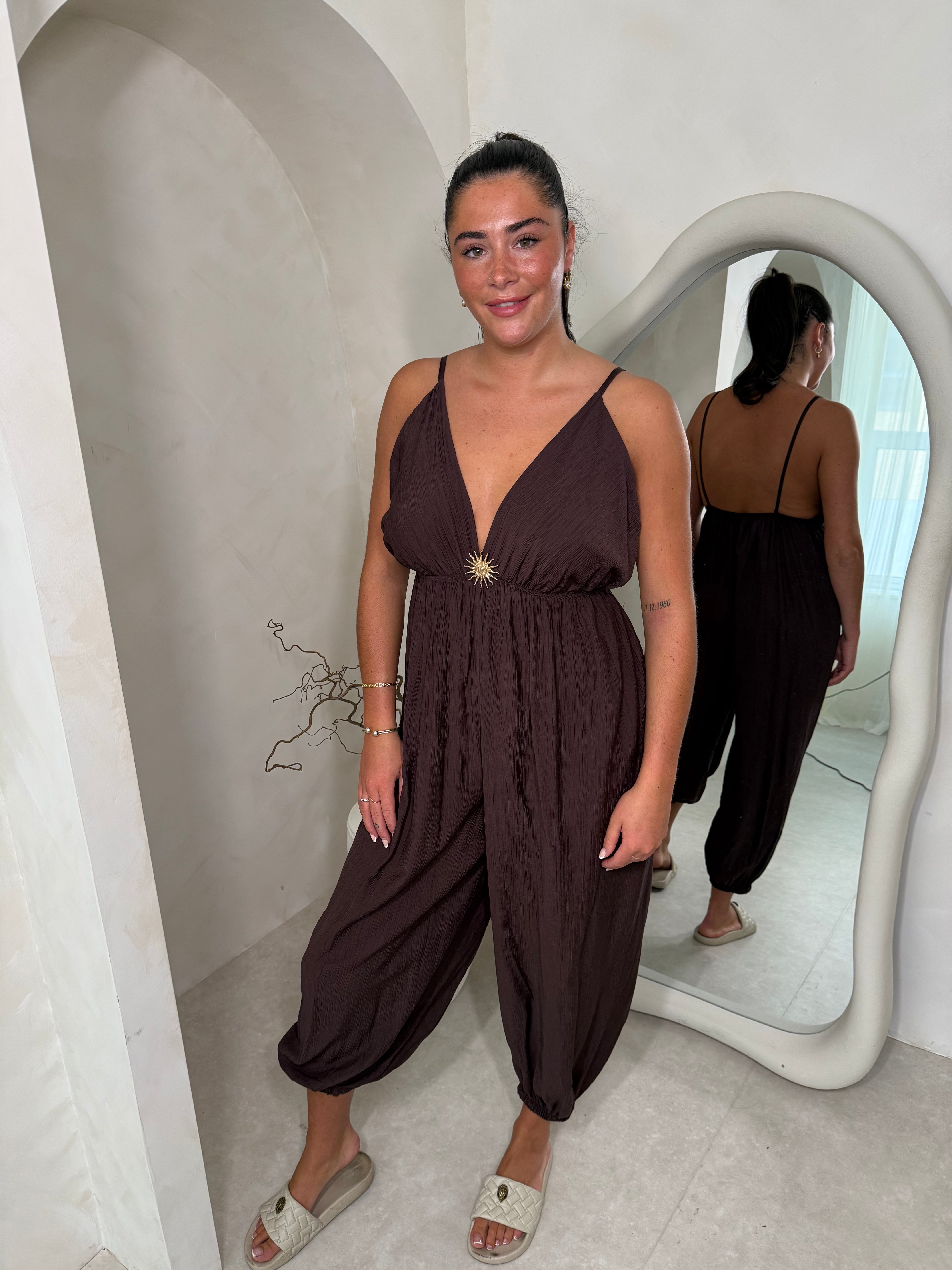 Sunstruck jumpsuit in chocolate Main image