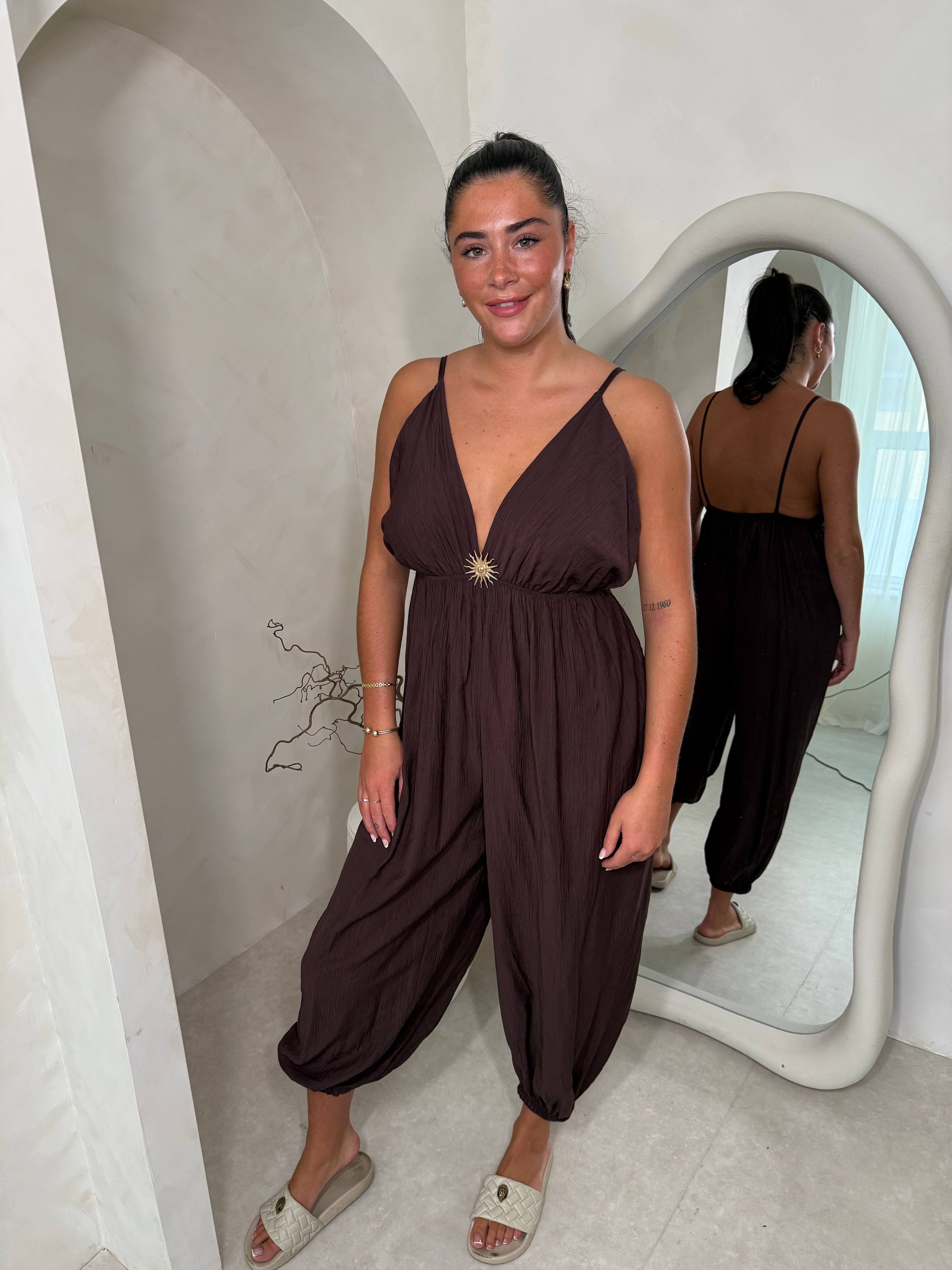 Sunstruck jumpsuit in chocolate