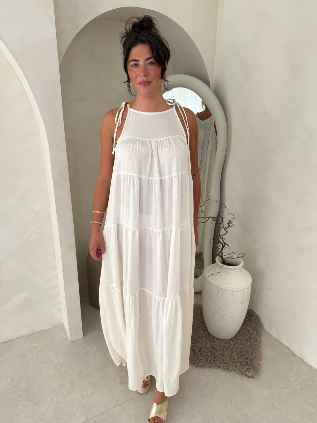 Flowing maxi dress in cream