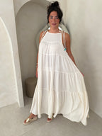 Flowing maxi dress in cream