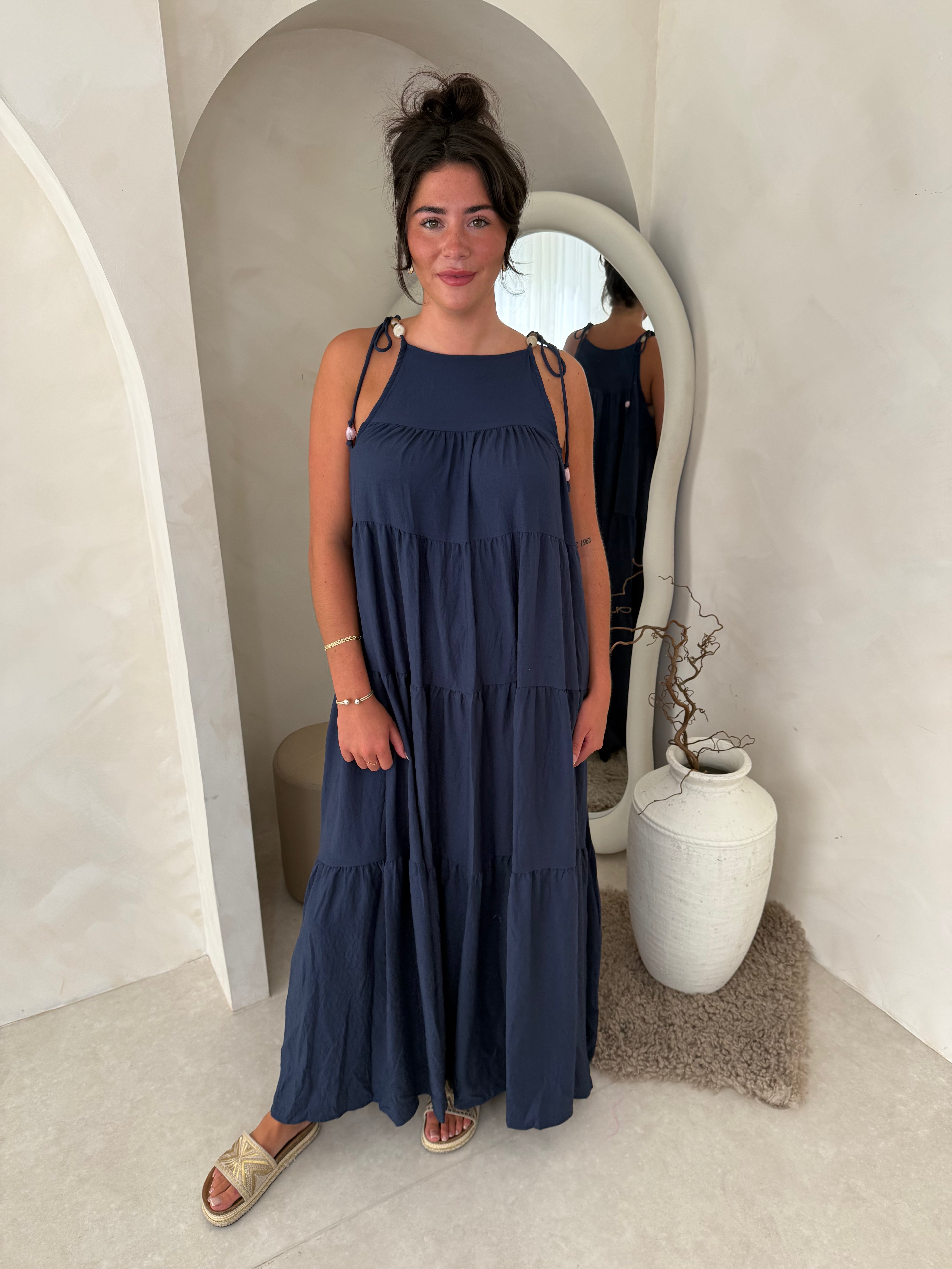 Flowing maxi dress in navy