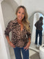 Leopard knitted cardigan in caramel