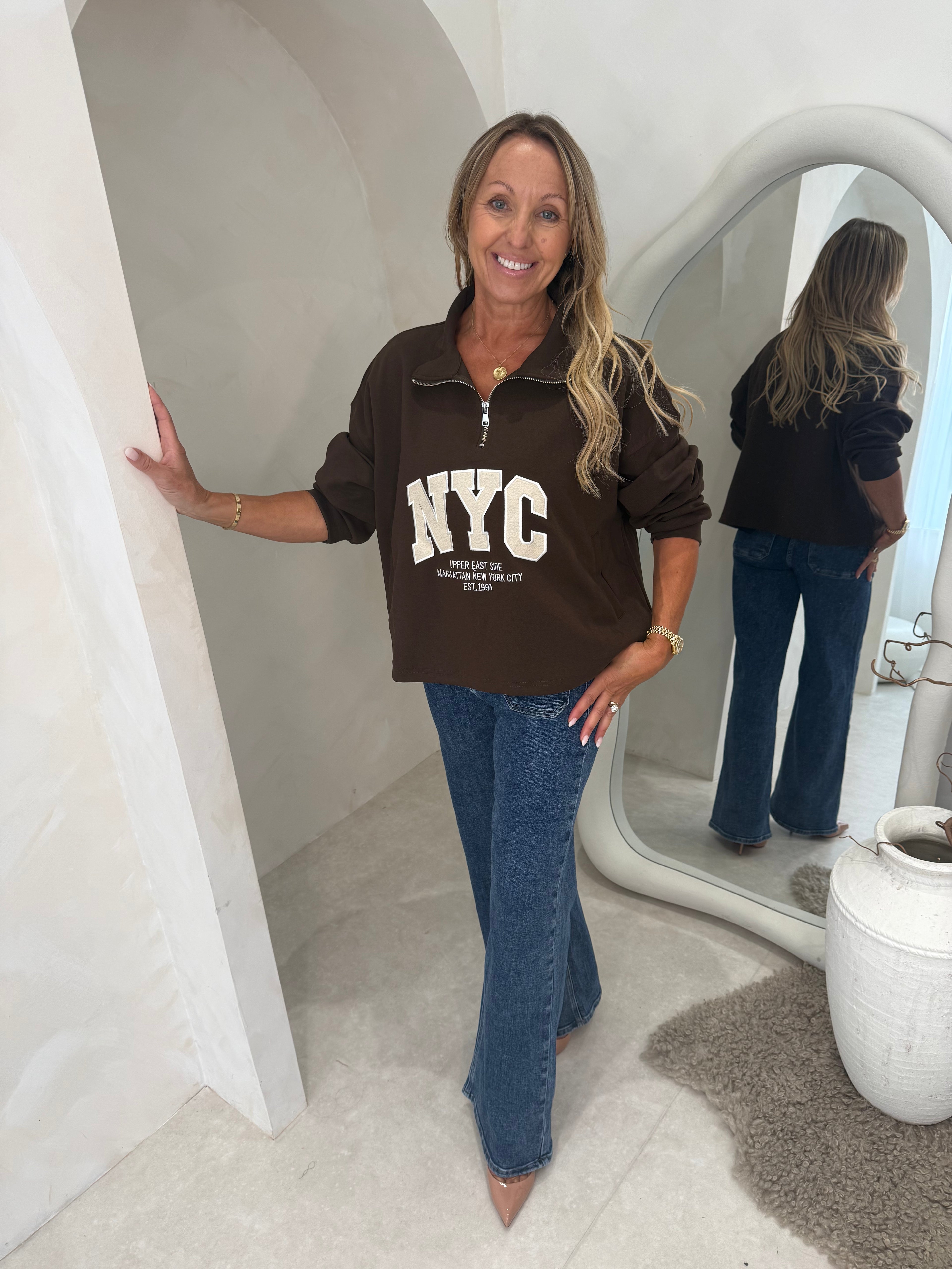 NYC soft feel sweater in chocolate