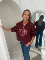 NYC soft feel sweater in burgundy
