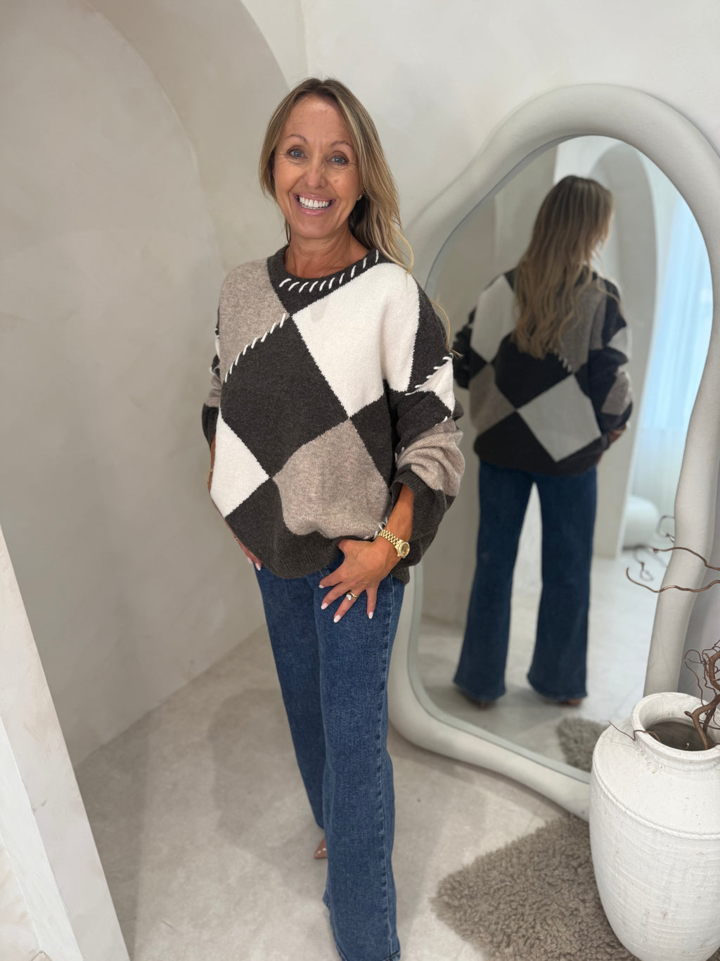 Argyle jumper with wool