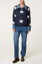 Stella jumper with denim trim