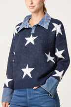 Stella jumper with denim trim
