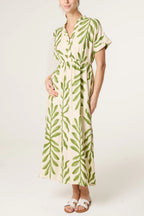 Leaf print dress with diamante